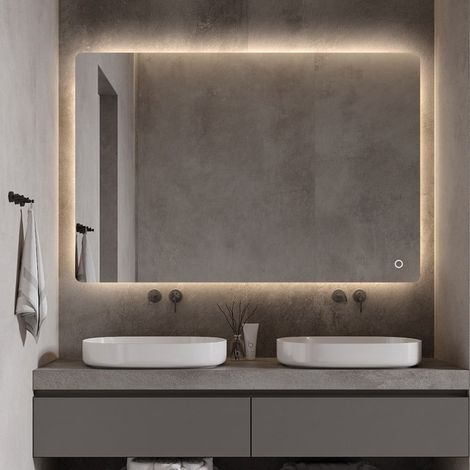 Moderner Badezimmerspiegel mit LED-Hintergrundbeleuchtung 75x100cm Strokkur XL
