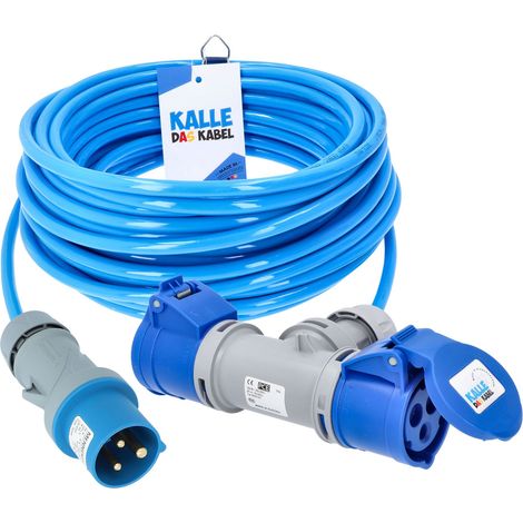 Kalle Verlängerungskabel CEE 230V 16A 2,5mm² 2-Fach Kupplung Extreme Blau IP44 5 Meter (1/5)