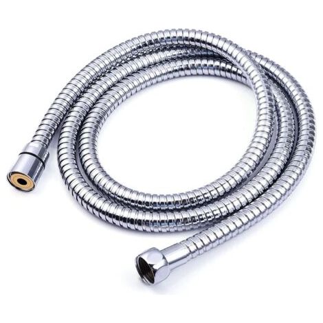 Tuyau Douche 1.5m,Premium Tuyau de Douche avec Double Protection de Torsion,Flexible et Résistant aux Plis Tuyau de Douche en Acier Inoxydable avec Chrome,Universel Taille de Connexion(Silver) (1/4)