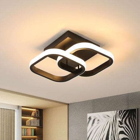 Plafonnier LED Moderne en Acrylique 18W 2160LM pour Chambre Cuisine Salon Blanc Chaud 3000K-6000K 29CM Noir Classe Énergétique E (1/5)