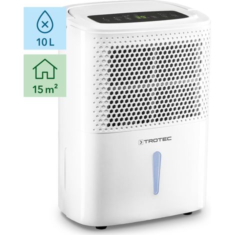 Trotec – Déshumidificateur compact 10l/24h pour 15m² – Débit d'air 80m³/h – Niveau sonore 42dB – Sécurité anti-débordement