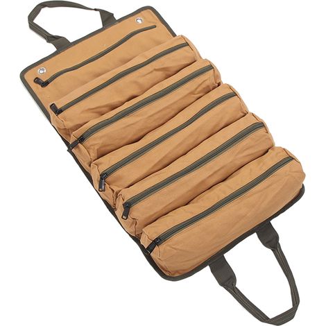 Sac à outils mural multifonctionnel pliable en toile avec de multiples poches pour mécanicien, électricien et bricoleur (1/5)