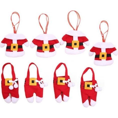 Portaposate natalizio - Decorazione per feste - 8 pezzi - Tessuto non tessuto - Rosso - 10x11 cm (1/4)