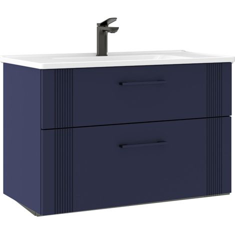 Waschtischunterschrank "Bari 85 v2" – 85 x 45 x 55 cm – Mattes Marineblau (1/3)
