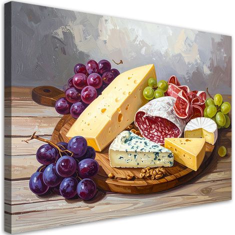 Stampe su Tela, Tagliere di salumi, formaggi e uva, 30x20 (1/5)