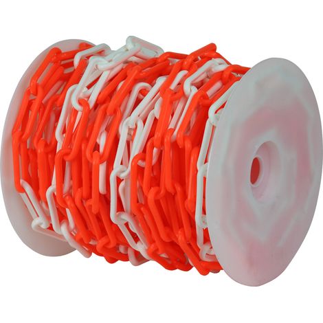 Chaîne Ø 8mm x 37,5m Orange fluo/Blanc en bobine - SIGNAL - 1185326 (1/3)