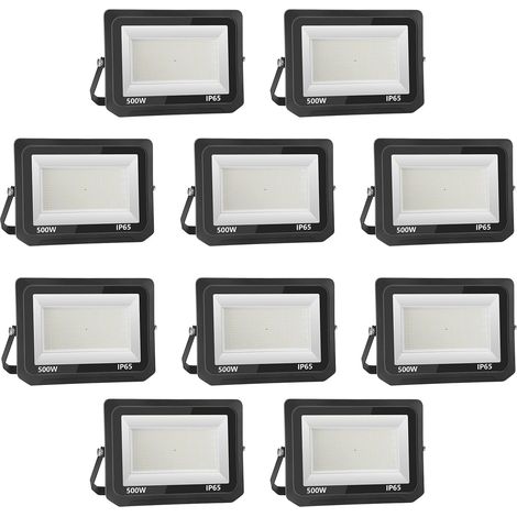 10 Pack Projecteur LED Extérieur 500W 50000 lúmenes 3000K Blanc froid Spot LED Eclairage IP65 Étanche Projecteur Extérieur Eclairage de Sécurité Floodlight pour resistente al agua (1/5)