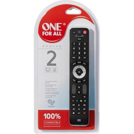 Télécommande universelle - One for All - Evolve 2 - Infrarouge - Compatible TV et satellite - Couleur noire (1/2)