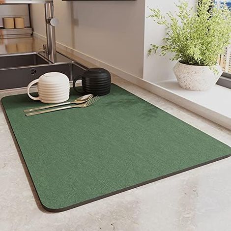 Tapis Égouttoir Absorbant Évier, Couleur Unie de Séchage pour Vaisselle/Tapis Évier Cuisine Rapide/Tapis Vaisselle Egouttoir (30x40cm,Vert) Vert 30x40cm'30x40cm Vert'Vert'30x40cm