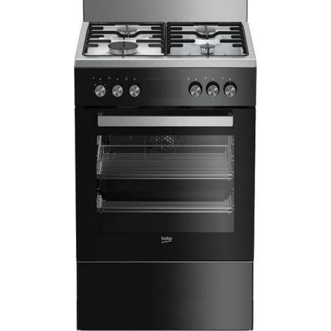Beko – Cuisinière gaz 4 foyers 2900W – Four gaz 2500W avec nettoyage catalytique – Largeur 500mm – Classe A+