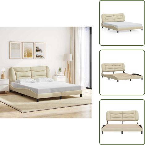 Cuscino testiera - vidaXL Giroletto senza Materasso Hvar Crema 160x200 cm in Tessuto - Letto Hvar