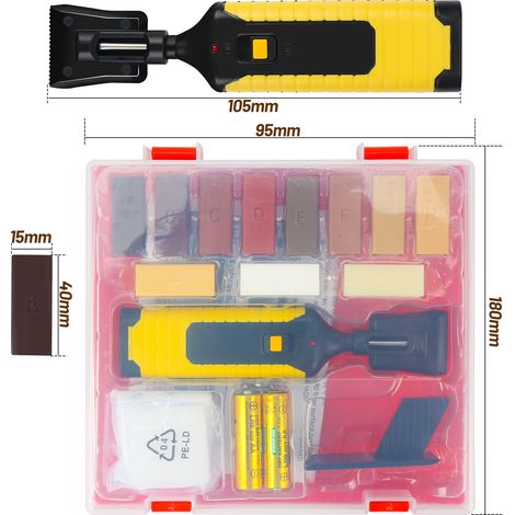 Wolketon Fliesen Reparaturset Laminat Parkett 17-teilig Wachs Reparaturset für Holz Oberflächen Holzoberflächen (1/4)