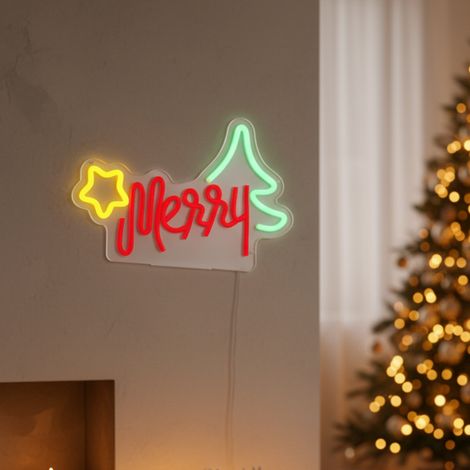 Scritta luminosa al neon da parete, decorazione da 29 x h 21 cm -HoHoHo (1/4)
