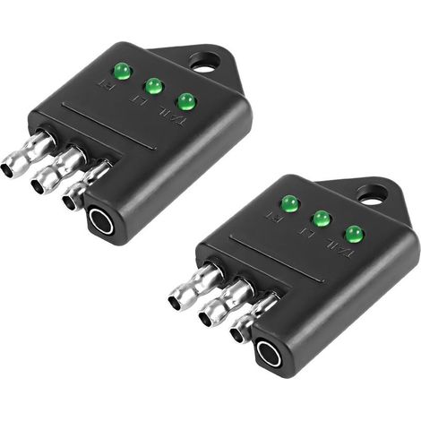 4-poliger Anhängerstecker-Tester – 4-polig – Flachstecker – Lichttester – Für die Verkabelung von Anhängern – Mit LED-Anzeigen – Stromkreisprüfer – Autozubehör – 2 Stück (1/5)