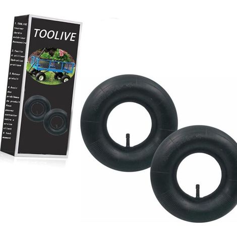 2 pièces chambre à air TR-13 valve droite, pour pneus 4.10/3.50-4, compatible brouettes chariots tondeuses (1/4)