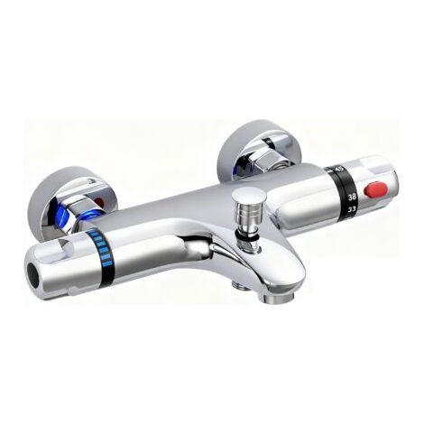 Mitigeur Thermostatique de Douche, Robinet Thermostatique Baignoire en tout le cuivre,Mitigeur Baignoire Réglage Précis de Tempétature et Volume d