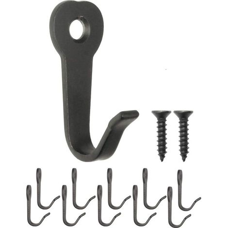 Lot de 10 crochets classiques pour vestiaires, crochets en fer, crochets métalliques, crochets pour photos, style vintage maison de campagne rétro, 39 x 22 mm, noir (1/5)