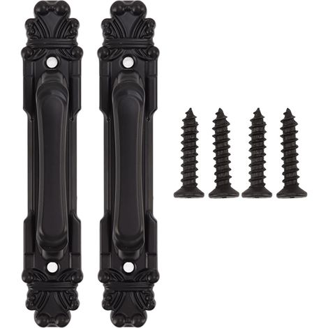 de 2 poignées de porte robustes noires à surface lisse pour