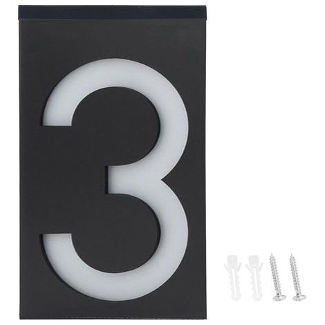 Panneau lumineux LED à énergie solaire pour l'extérieur, éclairage d'extérieur, maison, hôtel, magasin, porte, adresse, plaque Numéro 3 (1/5)