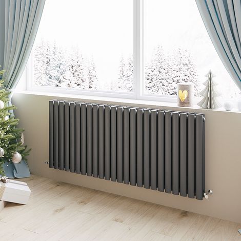 Acezanble Horizontal Oval Column Radiator Central Heating Rad 600x1416mm Double Anthracite