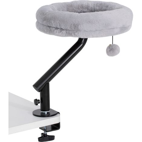 Büro-Katzenbett, höhenverstellbares Katzenhaus mit 360°-Drehung, herausnehmbares, maschinenwaschbares Kissen, für Katzen unter 6 kg, ideal fürs Homeoffice, grau