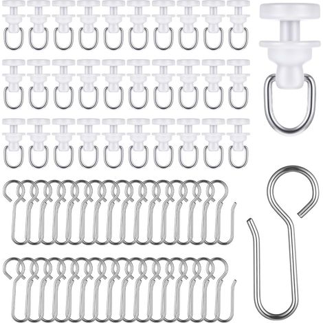 50 Rollen + 50 Haken, Gardinenschienen-Zubehör, 100-teiliges Gardinenschienen-Rollenhaken-Set (1/5)