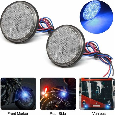 Green Mobility-2Pcs Moto LED Réflecteur,Universal Feux de Remorque Led 12V Feu Arriere pour Remorque Feu de Gabarit Led pour Moto LED étanche Réflecteur Feu Stop Lampe (Bleu) (1/5)