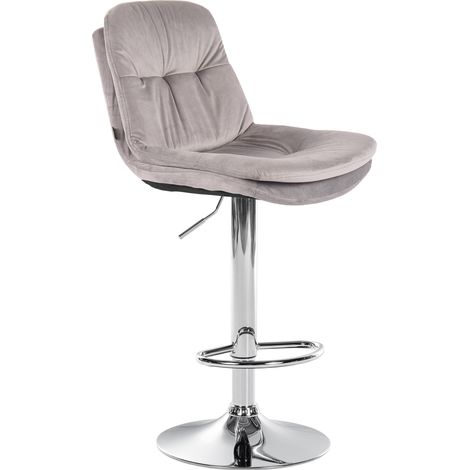 Barhocker Laurel Samt grau Metall in Chromoptik (1/5)