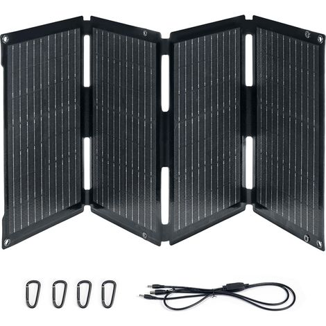 1 Panneau solaire pliable 100 W, fibre de verre, angle 270°, sorties USB-C, USB-A, DC, pour camping, randonnée