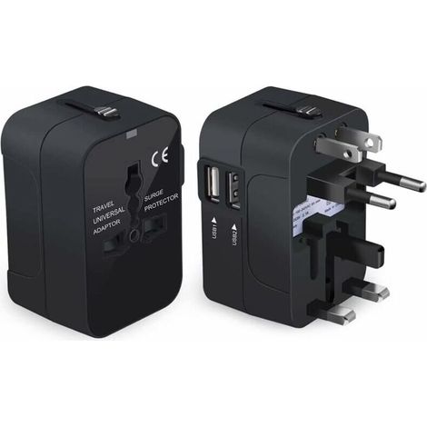 Reise Stecker Adapter Reiseadapter Internationaler Adapter mit zwei USB-Anschlüssen für Japan China USA/EU/UK/AU Etwa 150 Länder (1/5)