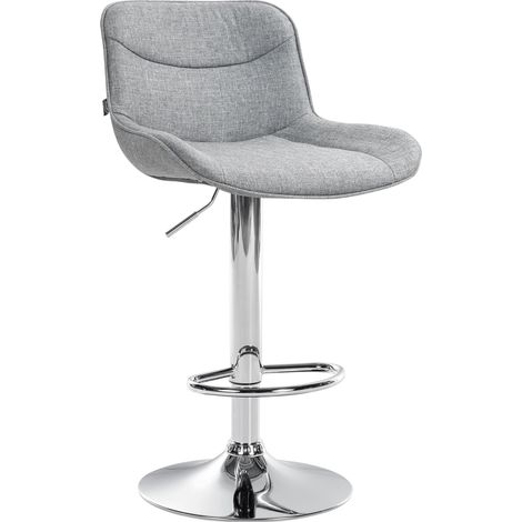 Sgabello da bar x1 girevole forma ergonomica cuciture decorative in tessuto grigio struttura in metallo cromato 100005845