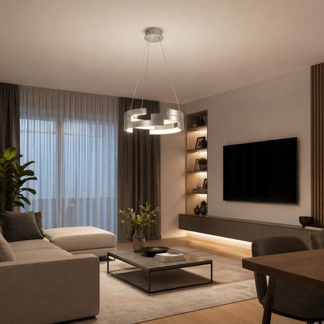 Lampada a Sospensione Moderna Led 78W 3000k Argento