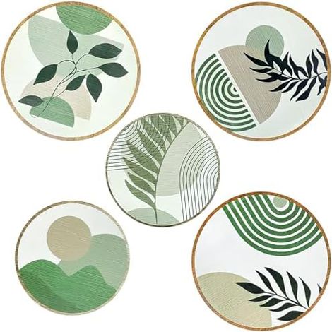 5 Pièces Décorations Murales Bohème en Bois, Art Mural Décor Boho, Moderne Tableau Decoration Murale pour Salon, Chambre, Galerie (Style 2) (1/5)