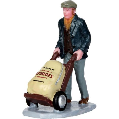 Figurita de resina hombre con carrito y saco de patatas 75735