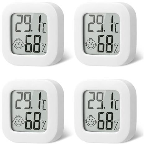 4er-Pack Mini-Thermometer-Hygrometer für den Innenbereich – Hochpräzise Temperatur- und Hygrometer mit Luftsymbol – Komfortabel für Küche, Kinderzimmer, Gewächshaus, Lagerhalle und Büro (1/5)