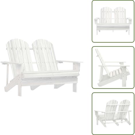 2-Sitzer Adirondack-Gartenbank Massivholz Tanne Weiß - Holz Gartenstuhl - Tannenholzgartenmöbel - Gartenbank - Adirondack Sessel - Gartenlounge (1/5)