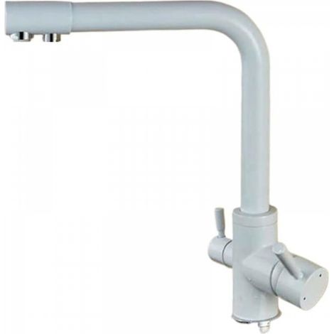 Robinet de cuisine avec filtre à eau SmoothFlow, adapté à la grue de cuisine, installation sur comptoir, robinet mélangeur chaud et froid, blanc (1/5)