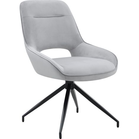 Set di 2 sedie da pranzo girevoli a 360° in velluto grigio chiaro, metallo nero (1/5)