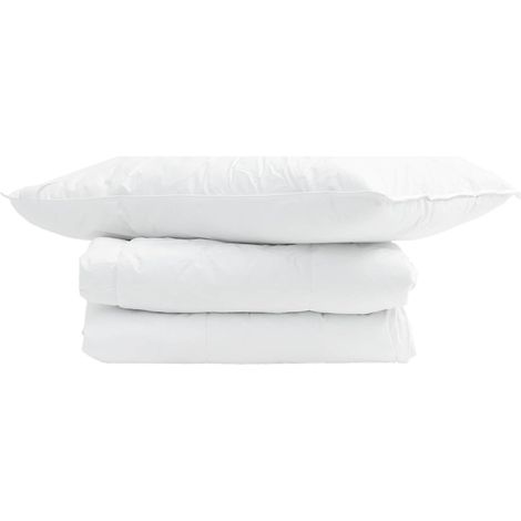 Duvet d'été simple avec oreiller 2 pcs Blanc Plume de canard (1/5)