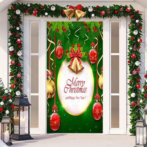 Décoration de porte adhésive pour Noël, tissu à suspendre, toile de fond pour décoration de fête, tapisserie pour porte de chambre, largeur de porte - SDMT-140 - 110 x 180 cm