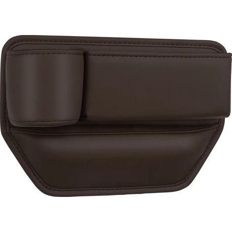 (Porte-gobelet conducteur) Porte-gobelet universel en cuir pour siège conducteur avant, compartiment de rangement latéral pour siège auto. Organisateur pour combler l'espace entre le siège et le siège (1/5)