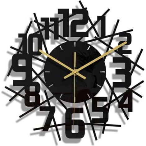 Luming DIY Silent Modern Design Black Round Frame Wall Clock, Suitable for Office, Living Room and Bedroom Decor (1/4)