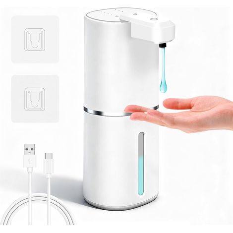 LEDANDER Dosatore di sapone a parete — Dosatore automatico con sensore (4 livelli regolabili) — Impermeabile — Adatto per bagni e cucine (1/5)