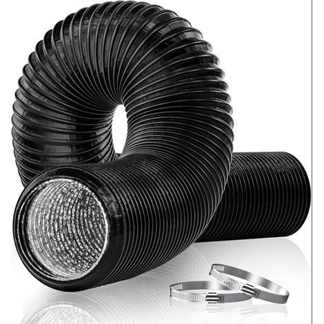 Gaine Ventilation 100mm Flexible, 5 m Tuyau Évacuation PVC avec Colliers, Φ 10 cm Tuyau Climatiseur Mobile, Extracteur d’Air, Salle de Bain, Grow Tent, Système de Ventilation, Noir (1/5)