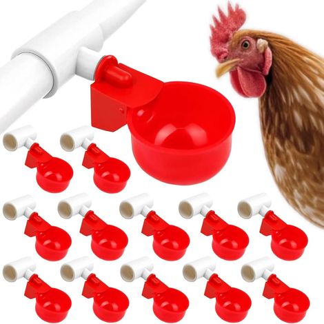 Lot de 8 abreuvoirs automatiques pour poulet avec raccords en T en PVC de 1,27 cm, pour poussins, canards, oies, dinde (1/5)