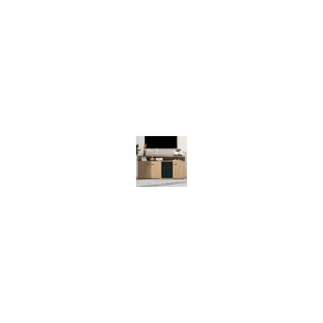Okwish – Buffet en aggloméré 150x35x75,9 cm – 3 portes – 3 tiroirs – étagères réglables – Style moderne – Rangement personnalisable
