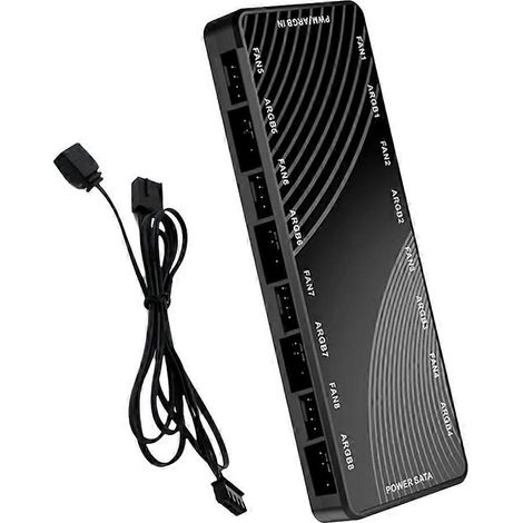 2-in-1 Lüfter- und Lichtsteuerungs-Hub (PWM + ARGB) für PC-Gehäuse, Multi-RGB-Beleuchtungsmanagement, leise Kühlung, 5V-kompatibel, zentrales Steuerungsset (1/5)