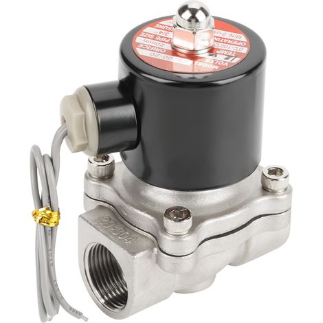 12-V-Magnetventil G3/4" aus Edelstahl 304, normalerweise geschlossen, 2 Positionen, 2 Wege