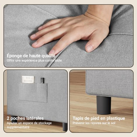 Bealife – Fauteuil convertible 1 place avec rangement – Dossier réglable 3 positions – Acier et tissu en lin – Roues pour mobilité facile