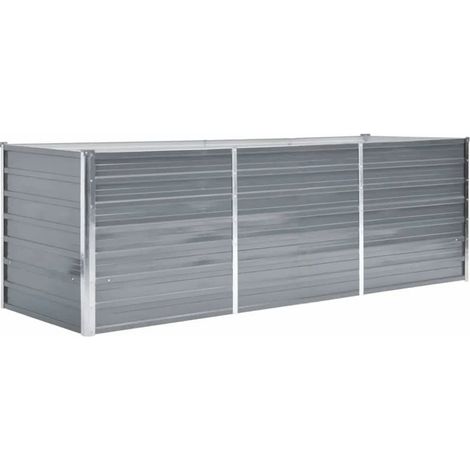 FIMEI Lit surélevé de jardin Acier galvanisé 240x80x77 cm Gris (1/5)